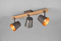 Trio SpotBell 3-lichts antiekgrijs met hout - 801900367 - thumbnail
