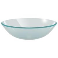 VidaXL Wastafel met kraan en pop-up afvoer mat gehard glas - thumbnail