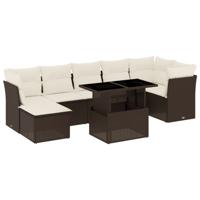 8-delige Loungeset met kussens poly rattan bruin - thumbnail