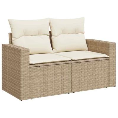 Tuinbankenset 9 pcs Beige poly rattan