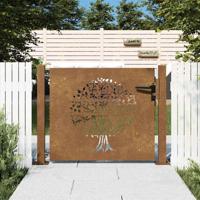 Poort 100x100 cm boomontwerp cortenstaal - thumbnail