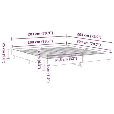 Bedframe zonder matras 200x200 cm spaanplaat artisanaal eiken