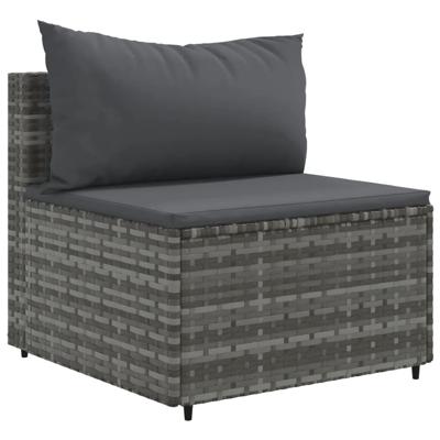 4-delige Loungeset met kussens poly rattan grijs