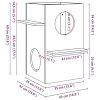 Kattenhuis 43x43x60 cm massief grenenhout wasbruin - thumbnail