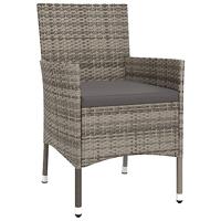 3-delige Bistroset met kussens poly rattan grijs - thumbnail