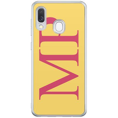 Samsung Galaxy A40 hoesje ontwerpen - Geel initialen