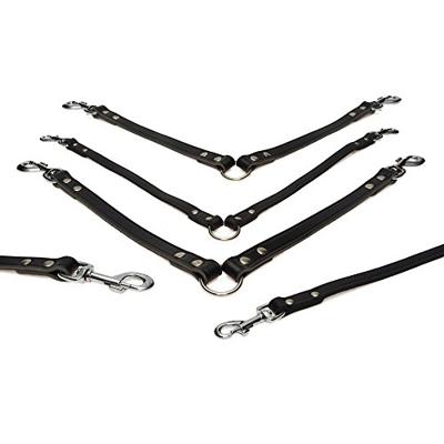 Lederen koppellijn voor 2 honden zwart - 30 cm x 18 mm Lederen koppellijn voor 2 honden zwart - 30 cm x 18 mm
