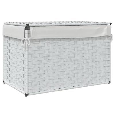 VidaXL Wasmand met deksel 55,5x35x34 cm poly rattan wit