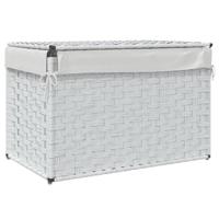 VidaXL Wasmand met deksel 55,5x35x34 cm poly rattan wit - thumbnail