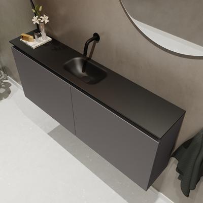 MONDIAZ TURE 120cm toiletmeubel dark grey. EDEN wastafel urban midden geen kraangat