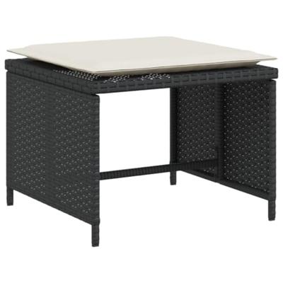 Tuinstoel met voetenbank poly rattan zwart Tuinstoel met voetenbank poly rattan zwart