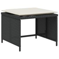 Tuinstoel met voetenbank poly rattan zwart - thumbnail