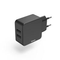 Hama 2-voudige-oplader USB-A-netadapter 2,4 A Uni. Adapter 12 W Zwart - thumbnail