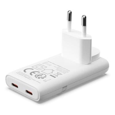Platinum GaN PD65W platte adapter wit met 2x USB-C poorten en snellaadtechnologie Platinum GaN PD65W platte adapter wit met 2x USB-C poorten en snellaadtechnologie