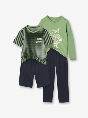 Vertbaudet set van 2 pyjama's voor jongens met gerecycled katoen, kort & lang groen