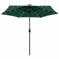 VidaXL Parasol met led-verlichting en aluminium paal 270 cm groen - thumbnail