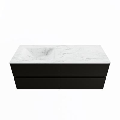 MONDIAZ VICA-DLUX 130cm badmeubel onderkast Urban 4 lades. Inbouw wastafel CLOUD links zonder kraangat, kleur Opalo.