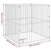 VidaXL Hondenkennel 4 panelen gepoedercoat staal zwart - thumbnail