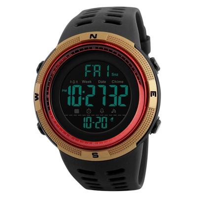 SKMEI sporthorloge 1251 mannen modieuze buiten 50m waterdicht digitaal horloge met PU Watchband(Gold)