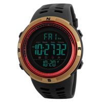 SKMEI sporthorloge 1251 mannen modieuze buiten 50m waterdicht digitaal horloge met PU Watchband(Gold) - thumbnail