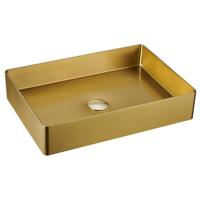 Waskom Sapho Aurum Vierkant 50 x 35 cm RVS Matt Goud Sapho - thumbnail