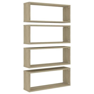 VidaXL Wandschappen kubus 4 st 60x15x23 cm bewerkt hout sonoma eiken