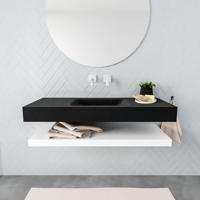 Aqua Splash Badkamermeubel AQS Ibiza 120 cm met Mat Wit Planchet Solid Surface Wastafel Mat Zwart - Badmeubel Ibiza 120 cm Mat Wit Planchet Solid - thumbnail