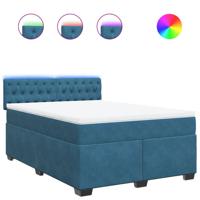 Boxspring met matras fluweel blauw 140x200 cm - thumbnail