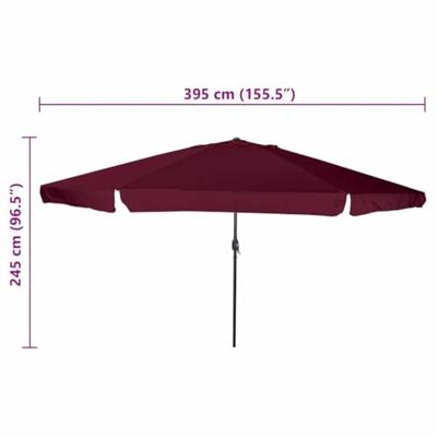 Tuinparasol Rood en Zwart 395 x 395 x 245 cm Polyester en staal