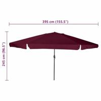 Tuinparasol Rood en Zwart 395 x 395 x 245 cm Polyester en staal - thumbnail