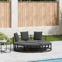 Loungebed voor buiten zonder luifel poly rattan zwart - thumbnail
