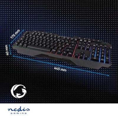 Bedraad Gaming Toetsenbord | USB Type-A | Membrane Toetsen | LED | AZERTY | Frans | Lengte stroomkabel: 1.30 m | Multimedia Bedraad Gaming Toetsenbord | USB Type-A | Membrane Toetsen | LED | AZERTY | Frans | Lengte stroomkabel: 1.30 m | Multimedia