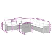 11-delige Loungeset met kussens poly rattan grijs - thumbnail