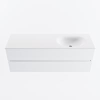 MONDIAZ VICA 140cm badmeubel onderkast Talc 2 lades. Wastafel MOON rechts zonder kraangat, kleur Talc. - thumbnail