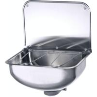 OUTLET Uitstortgootsteen Intra RVS Met Spatscherm 45x31cm Emmerrooster opklapbaar - thumbnail