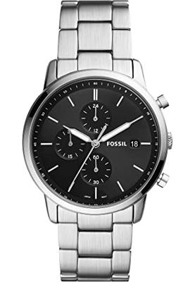 Fossil FS5901 Horloge Machine staal-leder zwart-bruin 42 mm