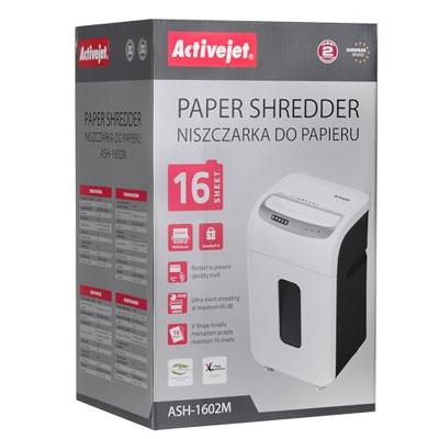 Activejet ASH-1602M papiervernietiger Microversnippering 60 dB 22,8 cm Zwart, Zilver, Wit