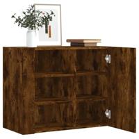 Wandkast 75x35x60 cm bewerkt hout gerookt eikenkleurig - thumbnail