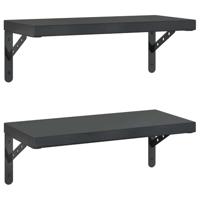 Wandschappen 2 st 50x23,5 cm roestvrijstaal zwart - thumbnail