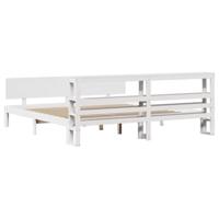 Bedframe met hoofdeinde zonder matras 200x200 cm wit - thumbnail