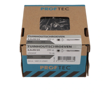 Proftec Tuinhoutschroef Rvs-410 Lk +Snijpunt Torx TX20 4.0X50/30 | 200 stuks - 5207.31.25901