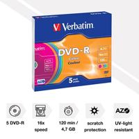 Verbatim 43557 DVD-R AZO 4,7 GB Slim Case 5 Stuk Slim Case - thumbnail
