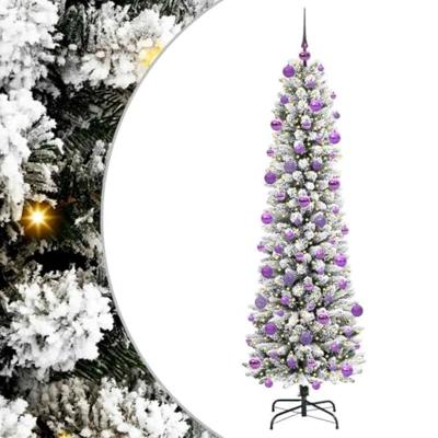 Kunstkerstboom met 300 LED Wit 210 cm PVC en Metaal en Plastic