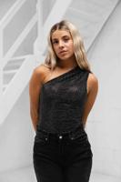 Hidden Hills One Shoulder Rhinestone Bodysuit Dames Zwart - Maat XS - Kleur: Zwart | Soccerfanshop - thumbnail