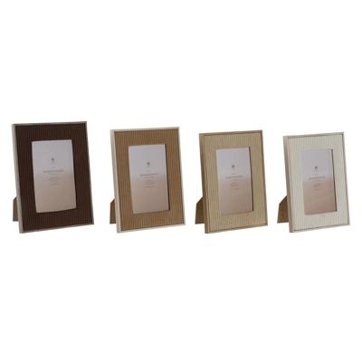 Fotolijsten Home ESPRIT Bruin Beige Fluweel Kristal Modern (4 Stuks)