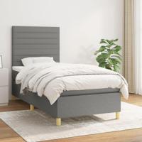 Boxspring met matras stof donkergrijs 90x190 cm - thumbnail