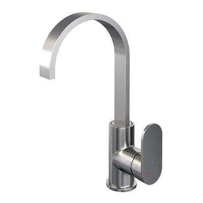 Wastafelmengkraan Brauer Brushed Edition Coldstart Opbouw Hoog Plat Gebogen Platte Hendel Geborsteld RVS PVD Brauer Wastafelmengkraan Brauer Brushed Edition Coldstart Opbouw Hoog Plat Gebogen Platte Hendel Geborsteld RVS PVD Brauer