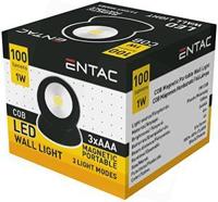 Entac LED Wandlamp met magneet zwart 1W 3xAAA - 5700420 - thumbnail
