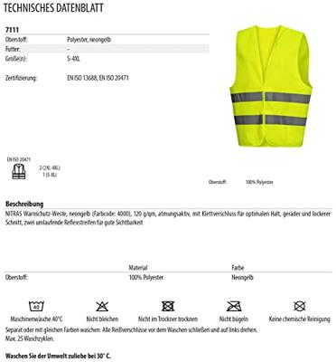 NITRAS SAFETY Safety vest polyester siz yellow i. poly bag