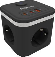 Fellowes contactdoos Power Cube, 3 stopcontacten + 1 x USB-A + 2 x USB-C, zwart, voor Nederland - thumbnail